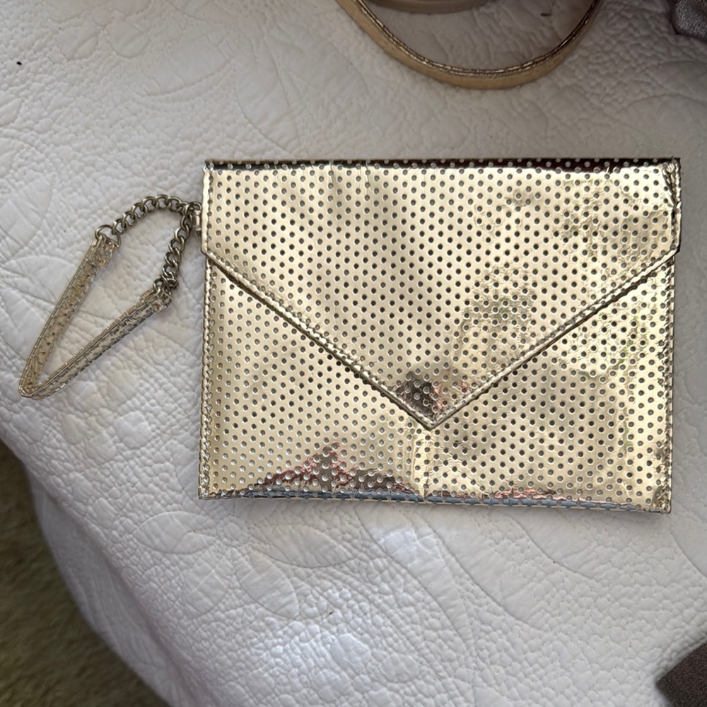 Gold Perforated Clutch Bag